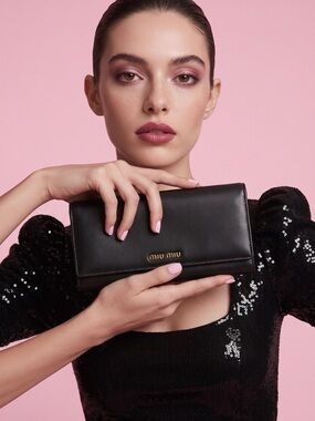 Miu Miu Luxury Vintage Leather plum purple Wallet plus Dusty
